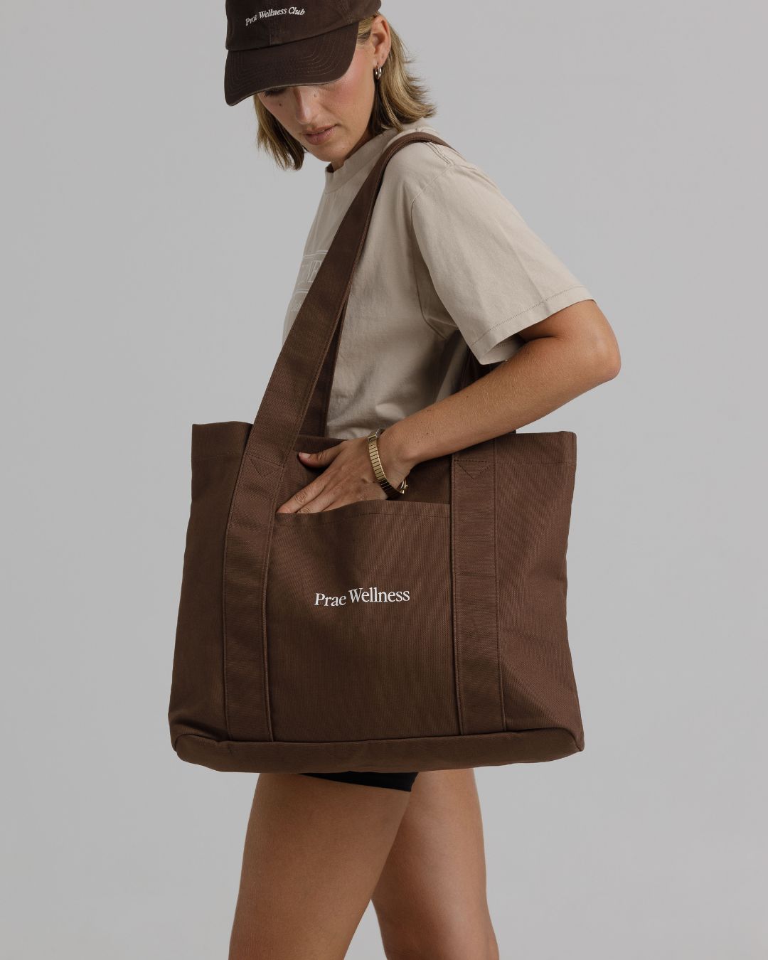 Prae Wellness Canvas Tote Bag Brown