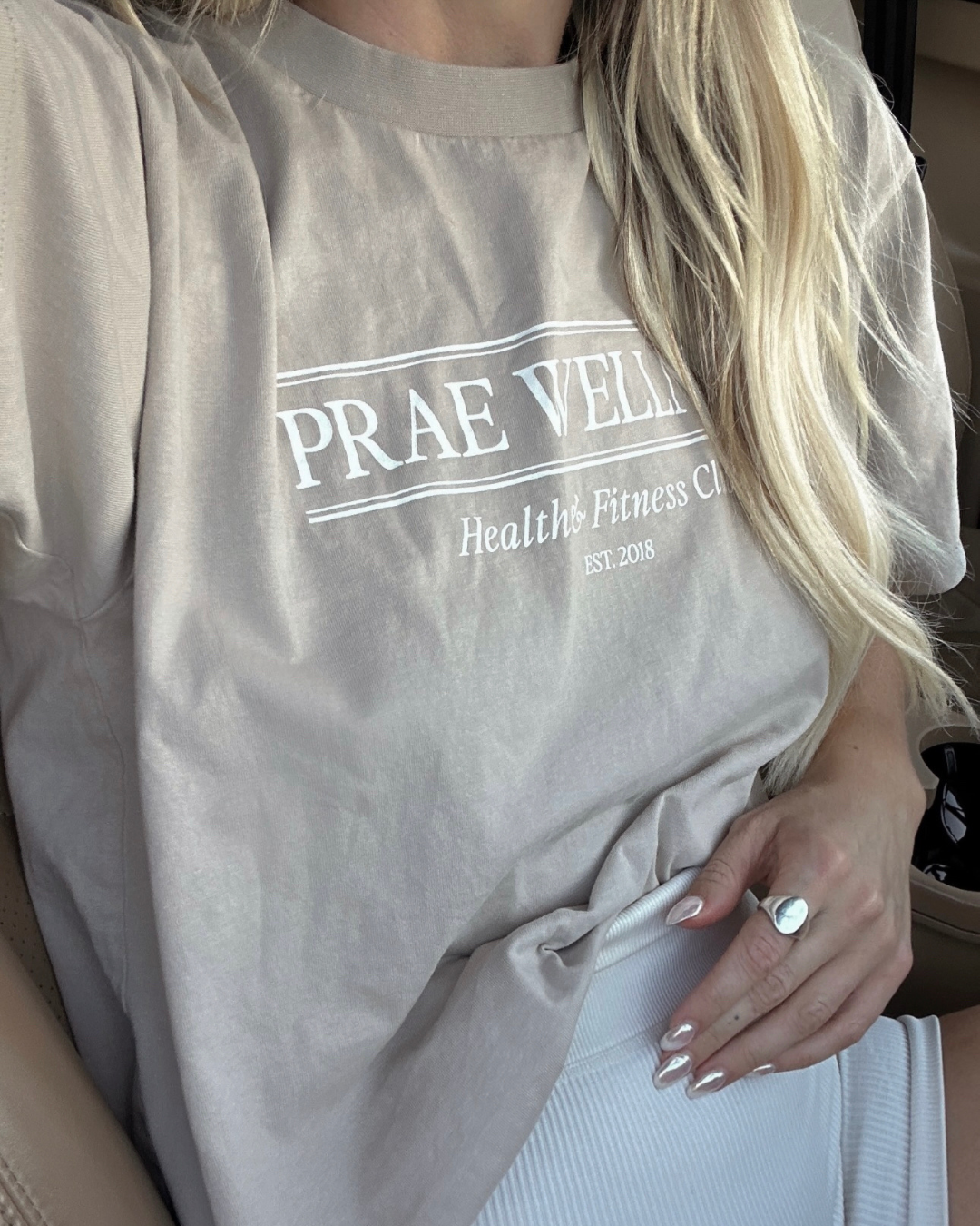 Health & Fitness Club T-Shirt – Beige Tees by Prae Wellness - Prae Wellness