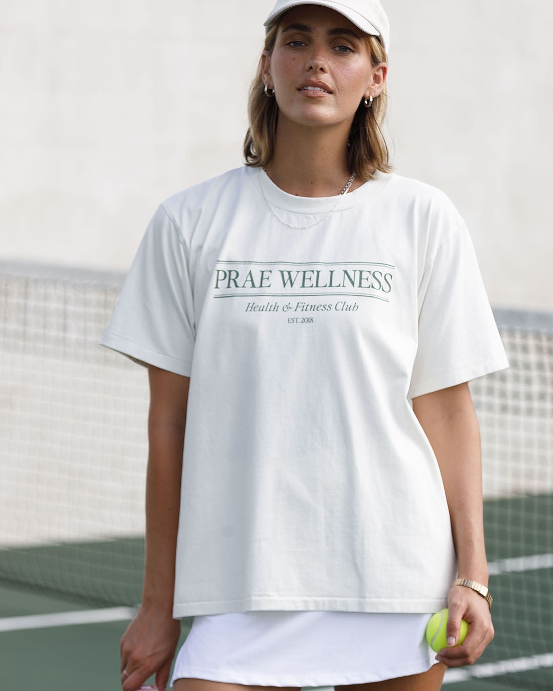 Health & Fitness Club T-Shirt – Cream / Green Tees by Prae Wellness - Prae Store