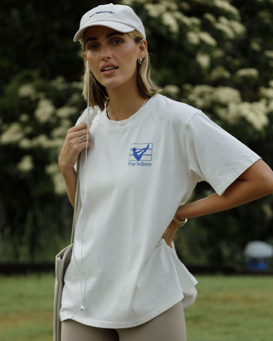 Movement T-Shirt – Cream / Royal Blue General by Prae Wellness - Prae Store