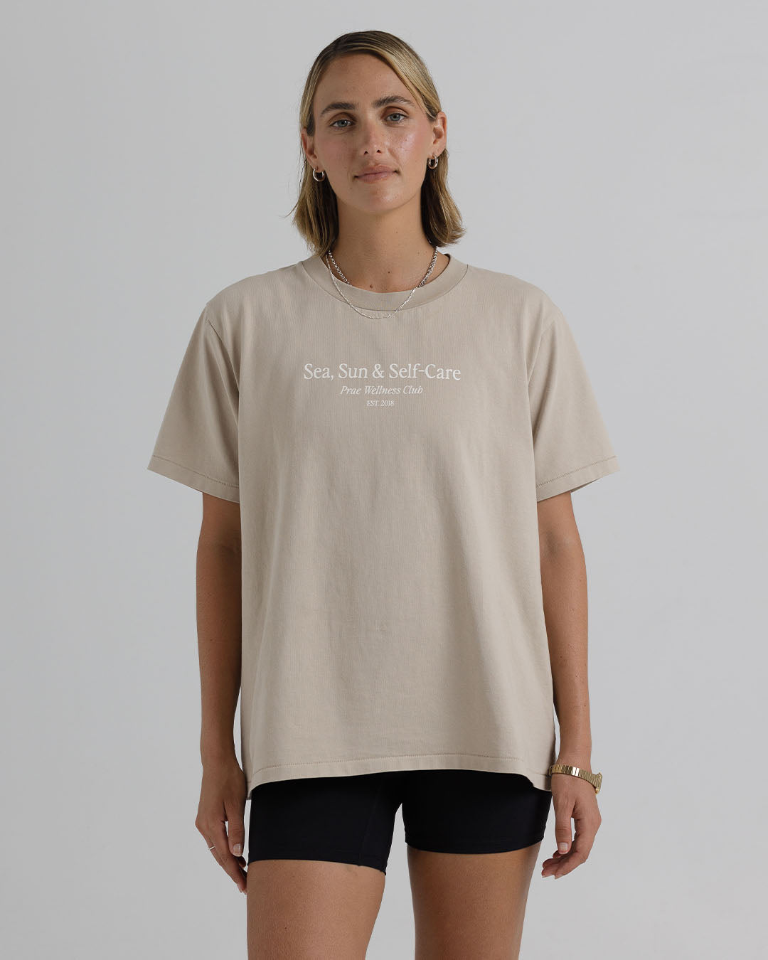 Sun Sea and Self Care T-Shirt – Beige Tees by Prae Wellness - Prae Store