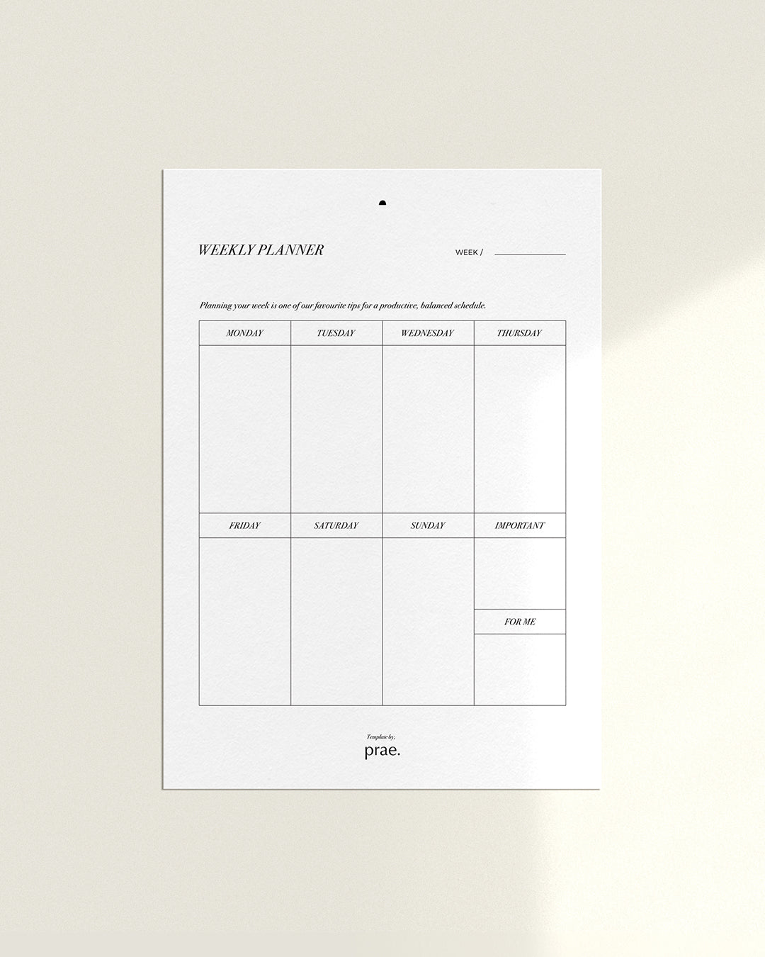 WEEKLY PLANNER  by Prae - Prae Store