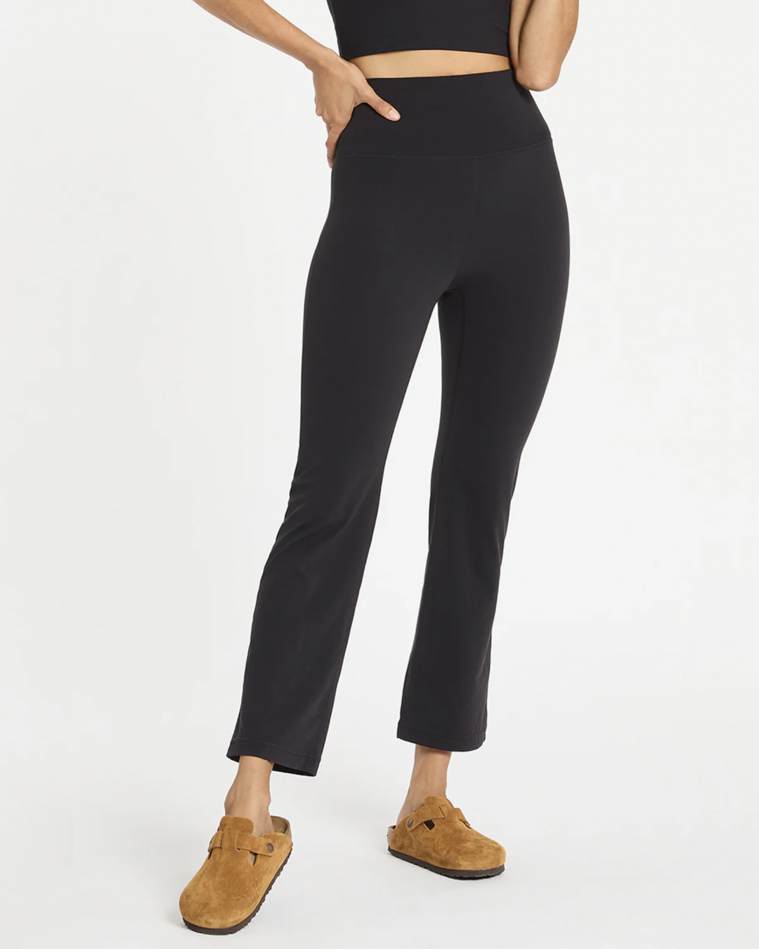 In Motion Cropped Flare Pant - Black Activewear by Nimble - Prae Wellness