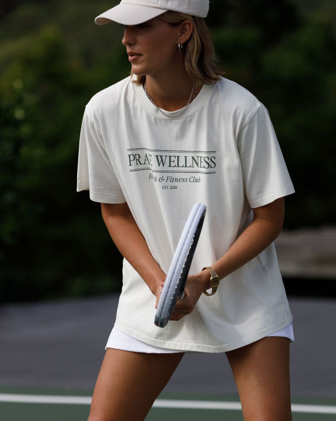 Health & Fitness Club T-Shirt – Cream / Green Tees by Prae Wellness - Prae Wellness