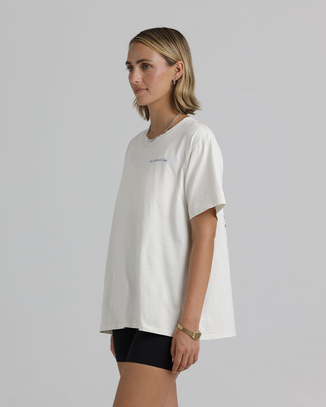Move Mindfully T-Shirt – Cream / Royal Blue Tees by Prae Wellness - Prae Store
