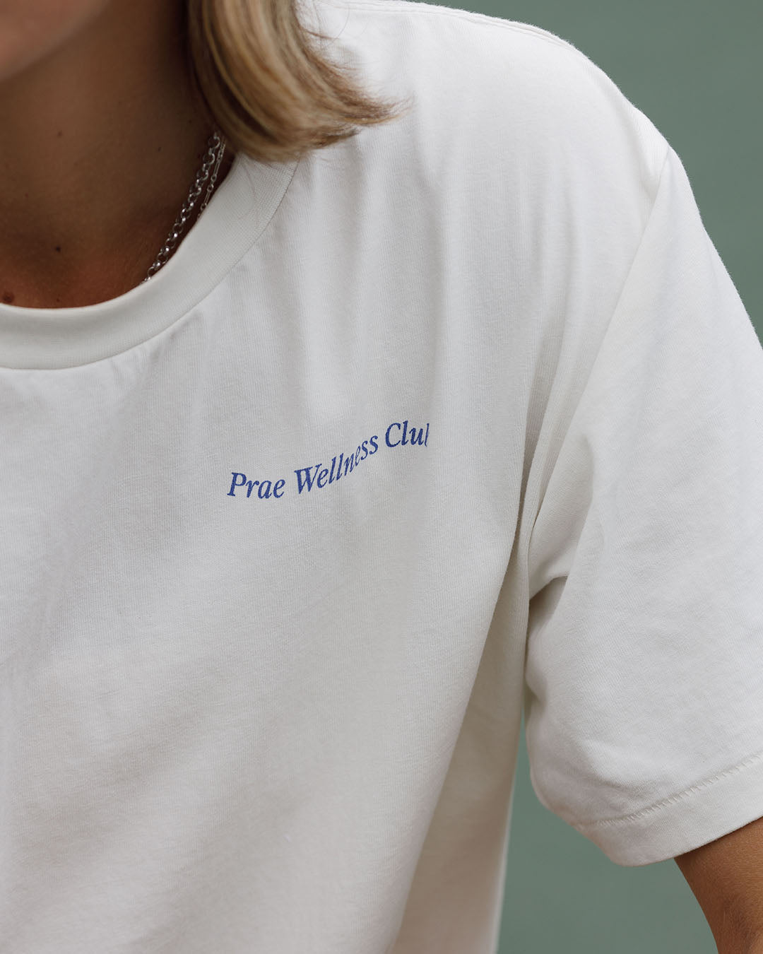 Move Mindfully T-Shirt – Cream / Royal Blue Tees by Prae Wellness - Prae Store