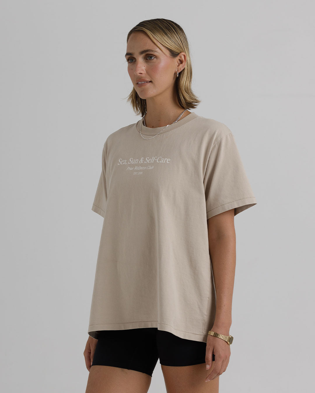 Sun Sea and Self Care T-Shirt – Beige Tees by Prae Wellness - Prae Store