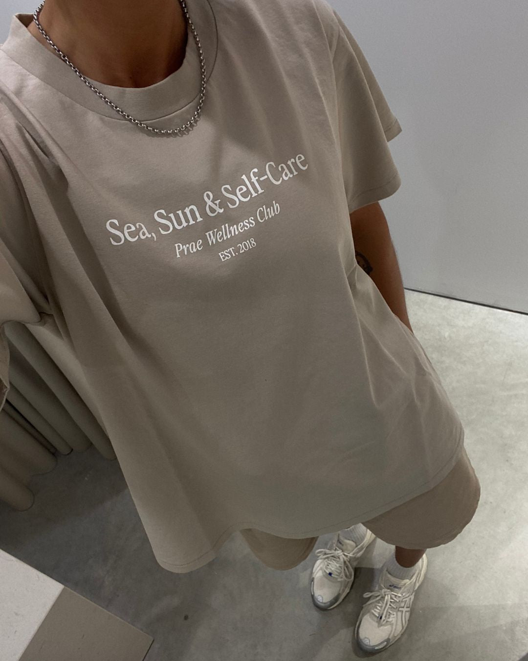 Sea, Sun &amp; Self Care T-Shirt – Beige Tees by Prae Wellness - Prae Wellness