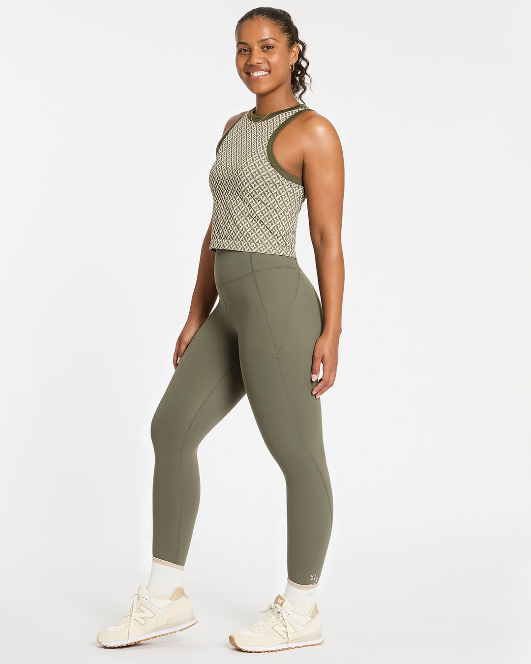 Mindful Knit Top - Dusty Olive Geo Tanks &amp; Tees by Nimble - Prae Store