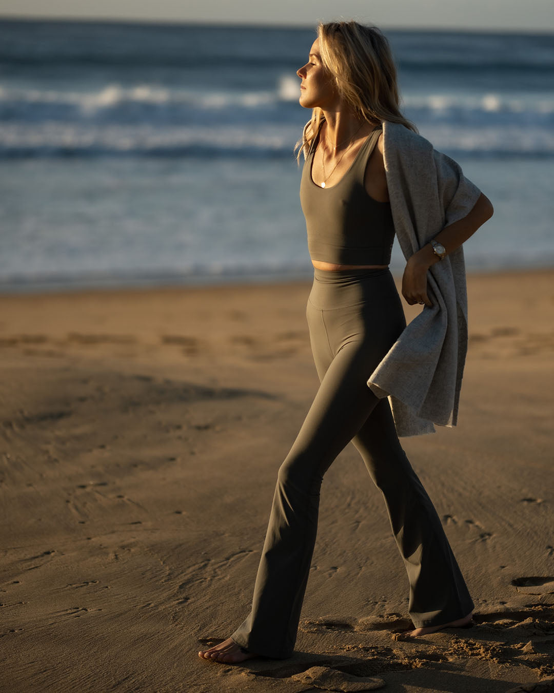In Motion Flare Pant - Dusty Olive Leggings by Nimble - Prae Store