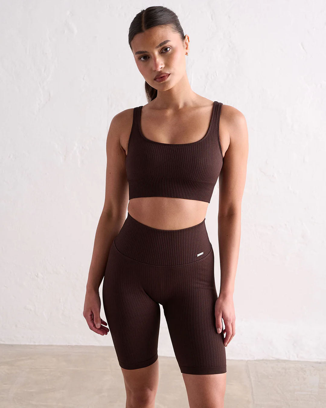Cacao Ribbed Seamless Bra Sports Bras &amp; Crops by Aim&#39;n - Prae Store