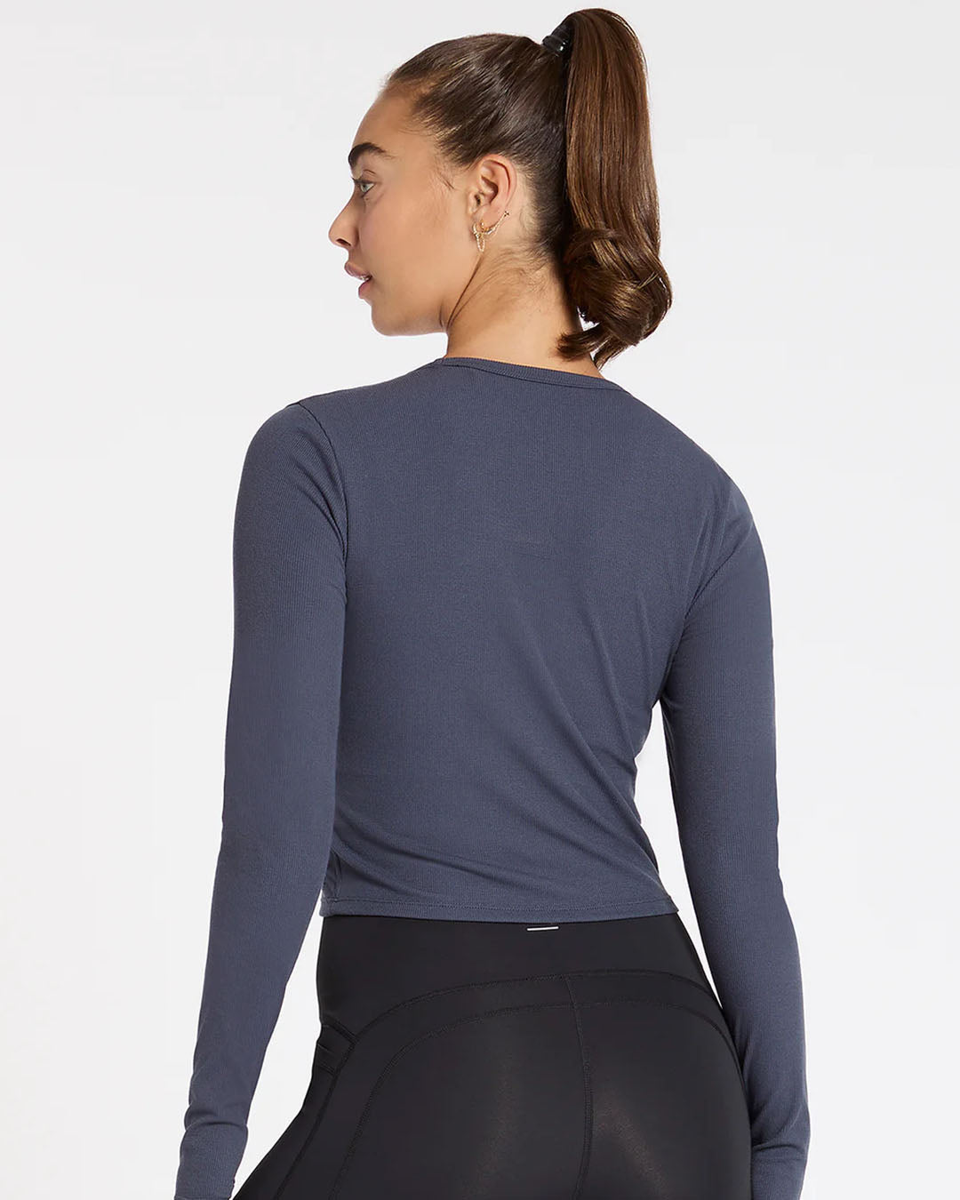 Essential Ribbed Crop LS - Ash Navy Jumpers &amp; Sweats by Nimble - Prae Store